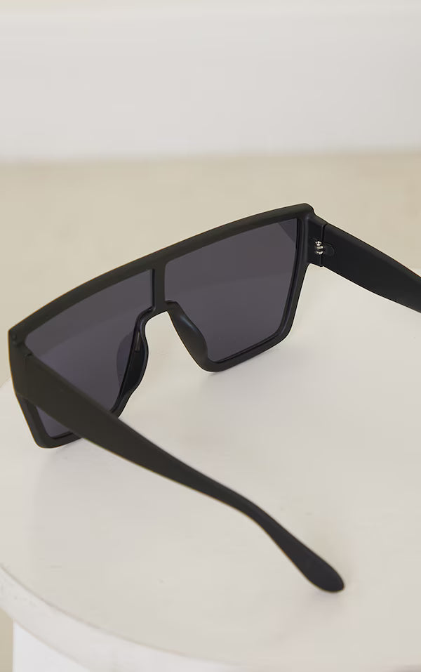 Black Matte Oversized Square Frame Sunglasses