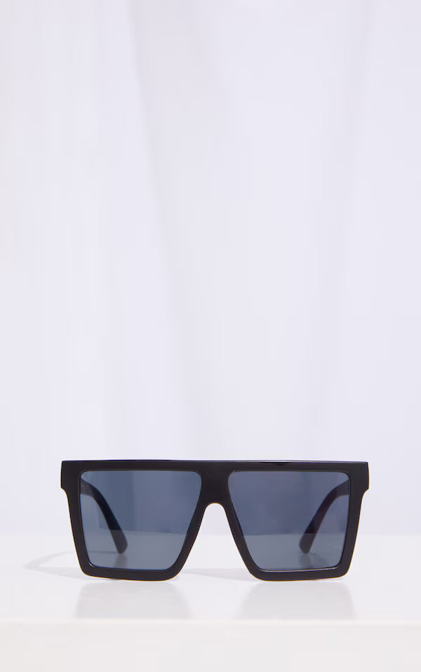 Black Matte Oversized Flat Bar Sunglasses