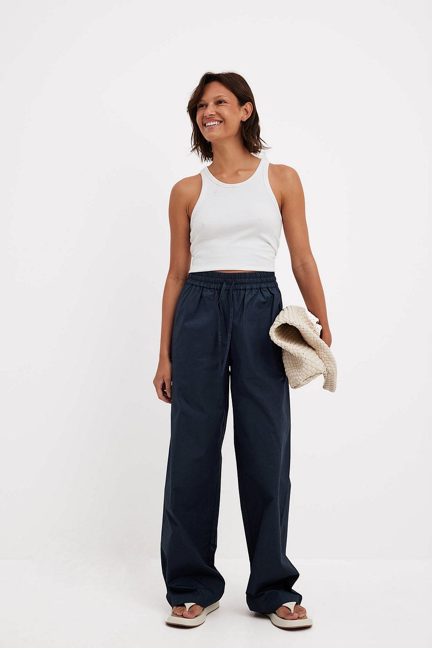 Elastic Waistband Cotton Pants