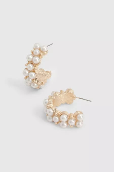 Pearl Embellished Hoop Earrings