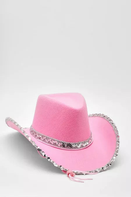 Pink Sequin Western Cowboy Hat