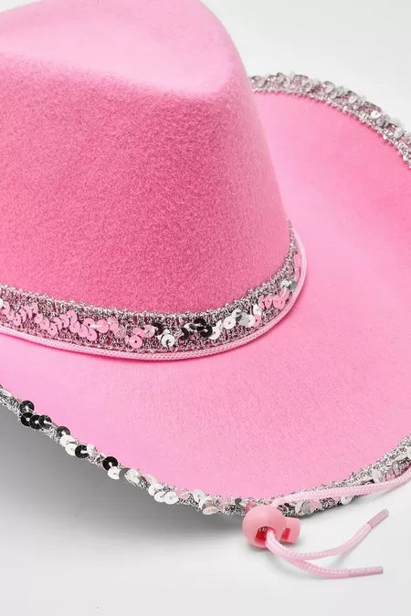 Pink Sequin Western Cowboy Hat
