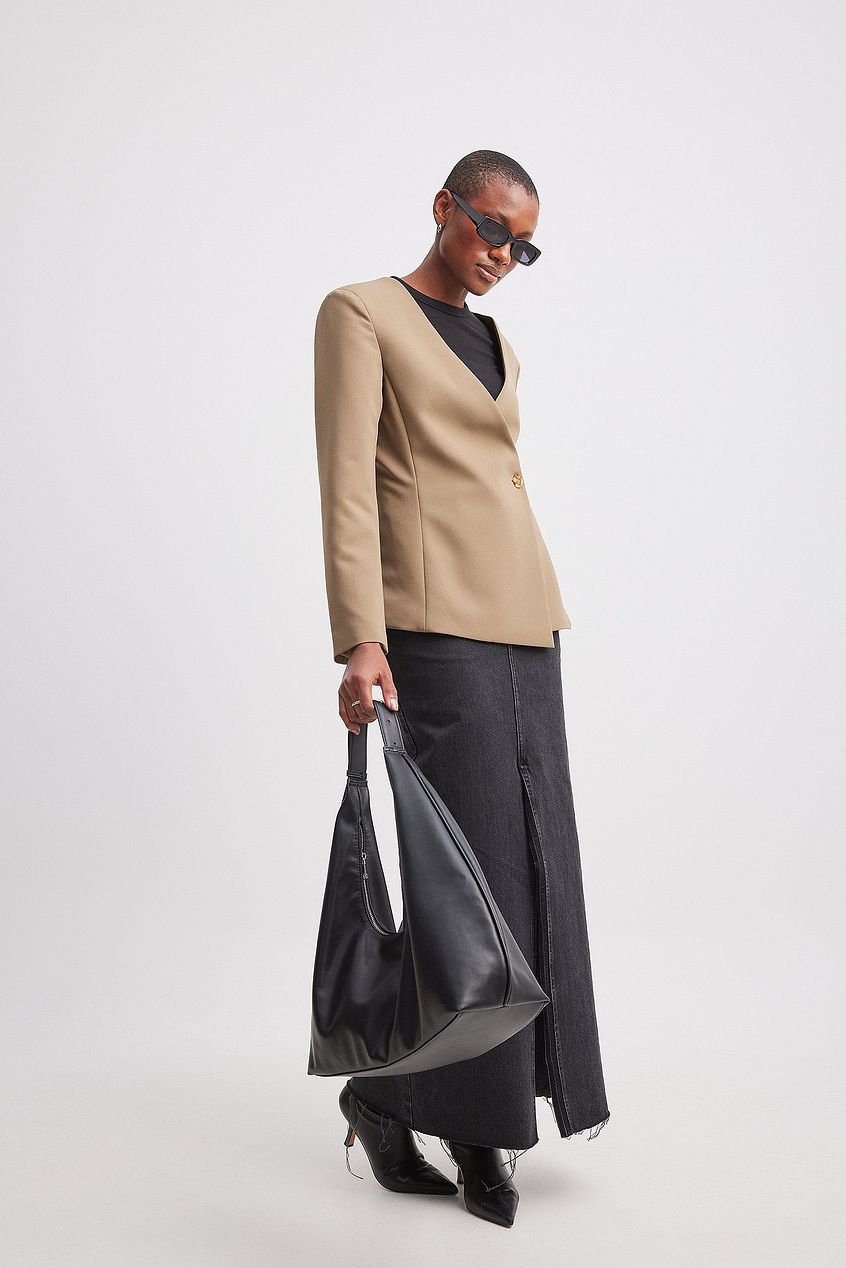 Fitted Blazer Without Lapel