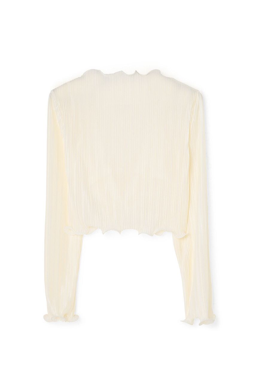 Flounce Detail Plisse Blouse