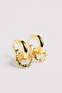 Gold Plated Chunky Detail Earrings Gold