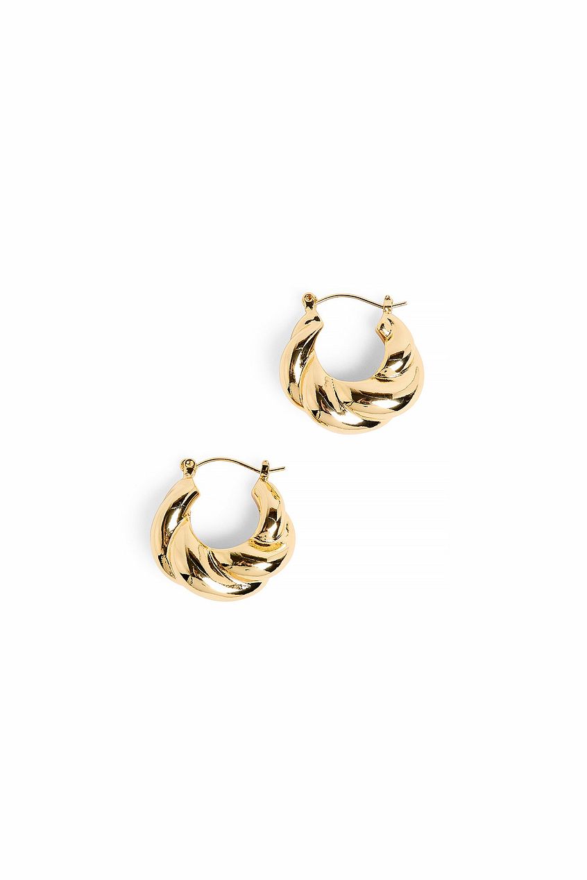 Gold Plated Twisted Chubby Hoops