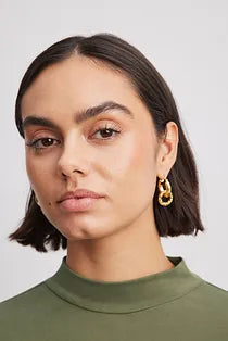 Gold Plated Chunky Detail Earrings Gold