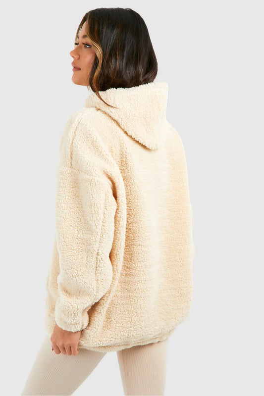 boohoo Borg Woven Label Oversized Hoodie