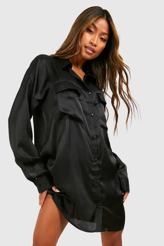 boohoo Utility Oversized Shirt Dress