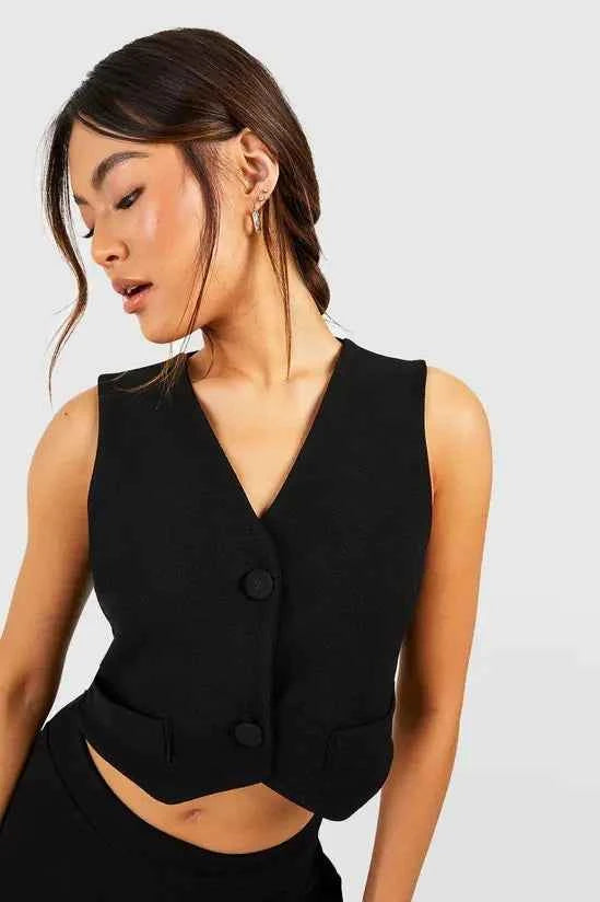 boohoo Jersey Crepe Fitted Waistcoat