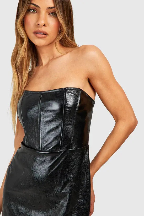 boohoo Metallic Corset Mini Dress