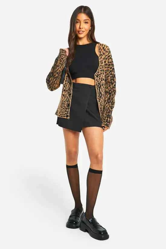 boohoo Wrap Over Tailored Mini Skirt