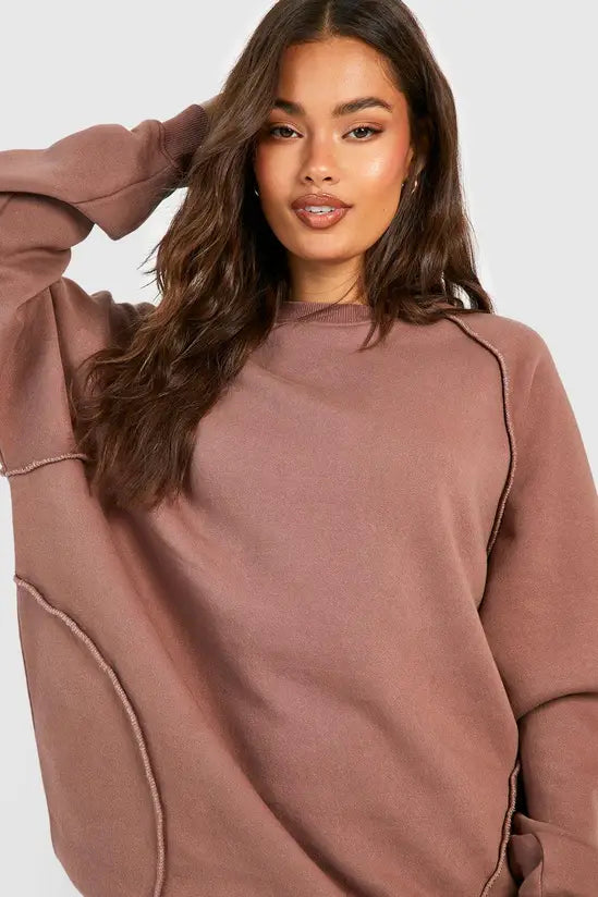 Boohoo - Washed Seam Detail Oversized Sweatshirt