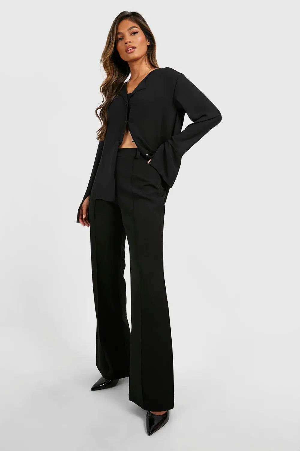 boohoo Fit & Flare Tailored Trousers