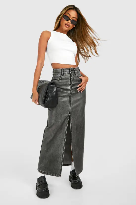 Boohoo - Vintage Look Faux Leather Maxi Skirt
