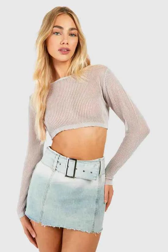 boohoo Raw Hem Panel Detail Denim Micro Mini Skirt