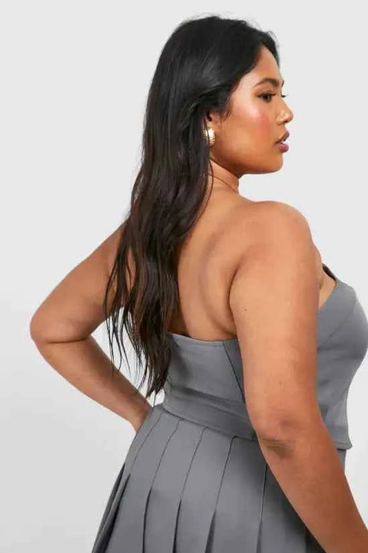 boohoo Plus Button Detail Tailored Corset Top