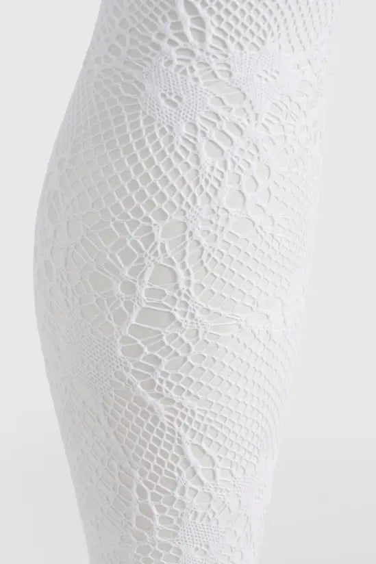 boohoo White Lace Detail Fishnet Tights