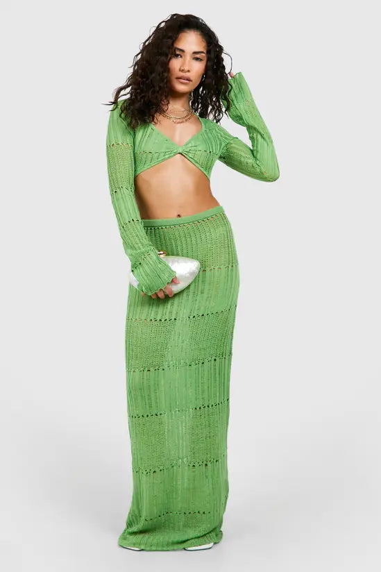 Ladder Knit Maxi Skirt