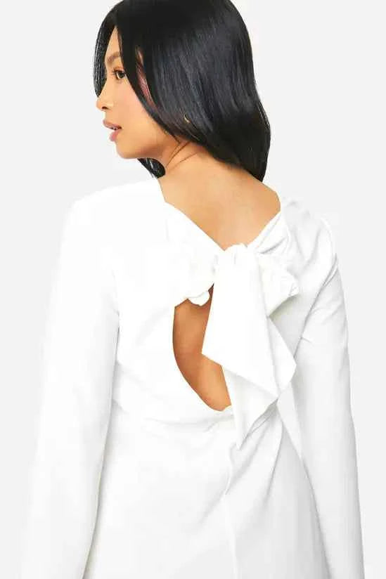 boohoo Petite Bow Detail Open Back Maxi Dress