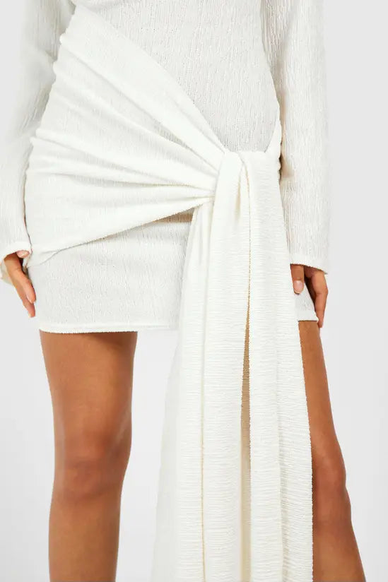 boohoo Texture Wrap Tie Front Mini Dress