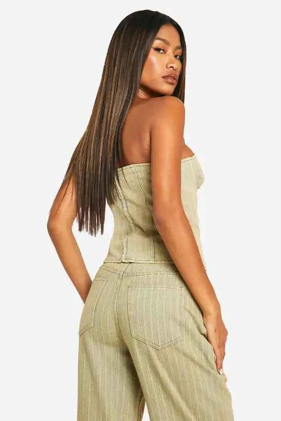 boohoo Tinted Wash Denim Corset