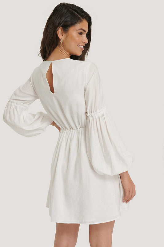 Flowy Balloon Sleeve Mini Dress
