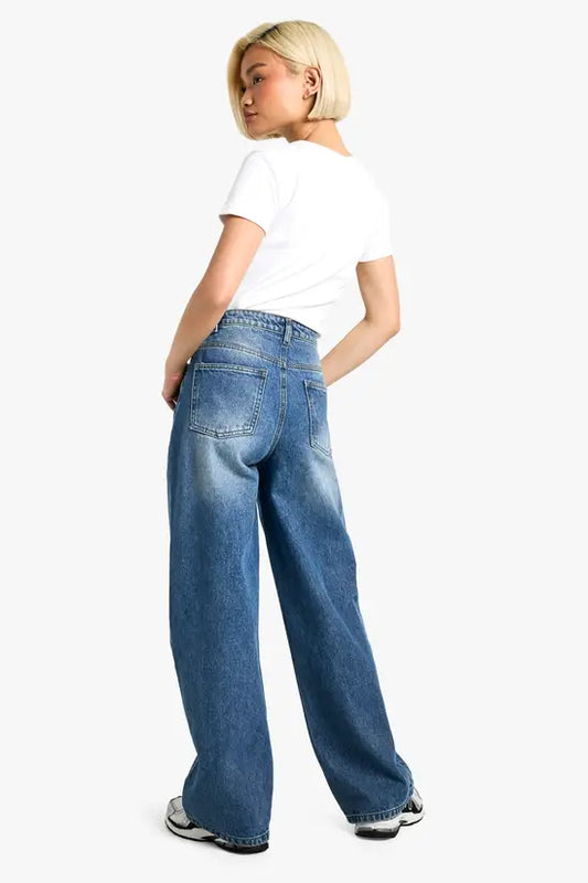 boohoo Button Detail Slouchy Fit Jean