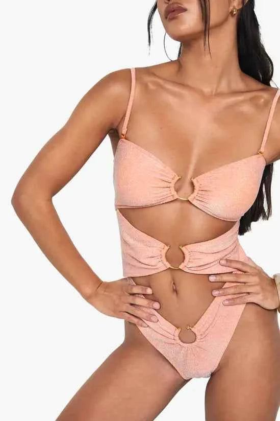boohoo Glitter Cutout Swimsuit