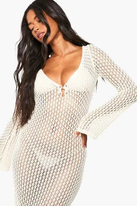 Boohoo Crochet Maxi Beach Dress