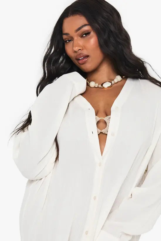 boohoo Plus Cheesecloth Beach Cover Up