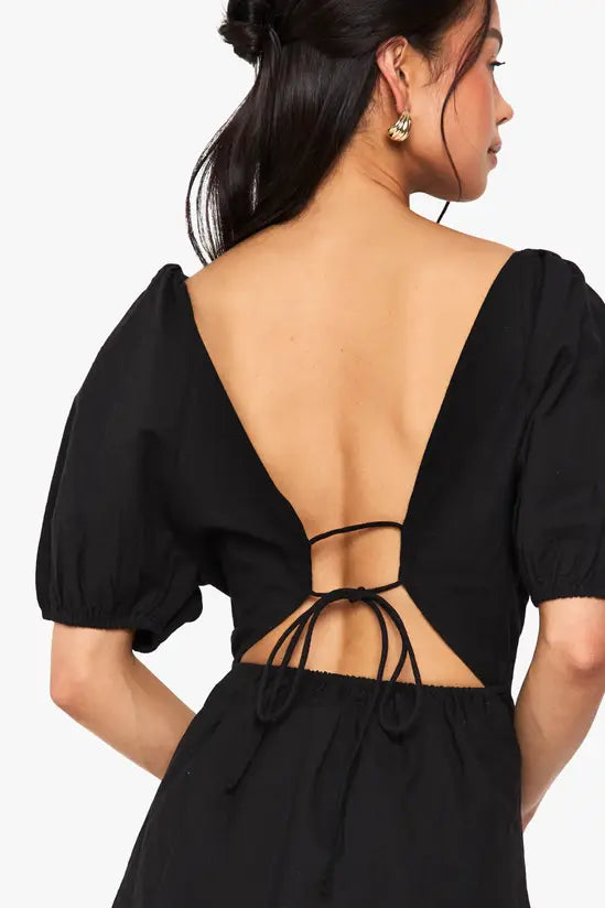 Boohoo Linen Tie Back Mini Dress