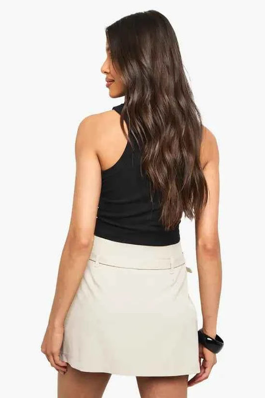 boohoo Tailored Belted Mini Skirt