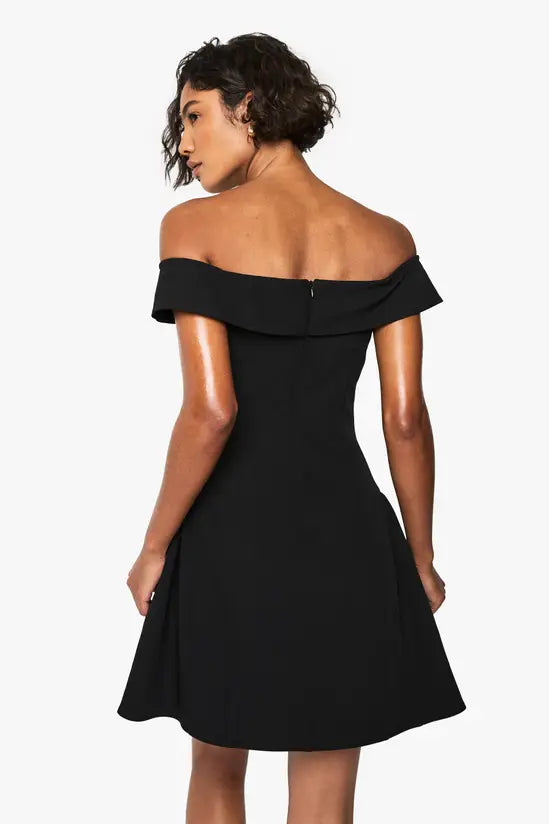 boohoo Tall Bardot Foldover Skater Dress