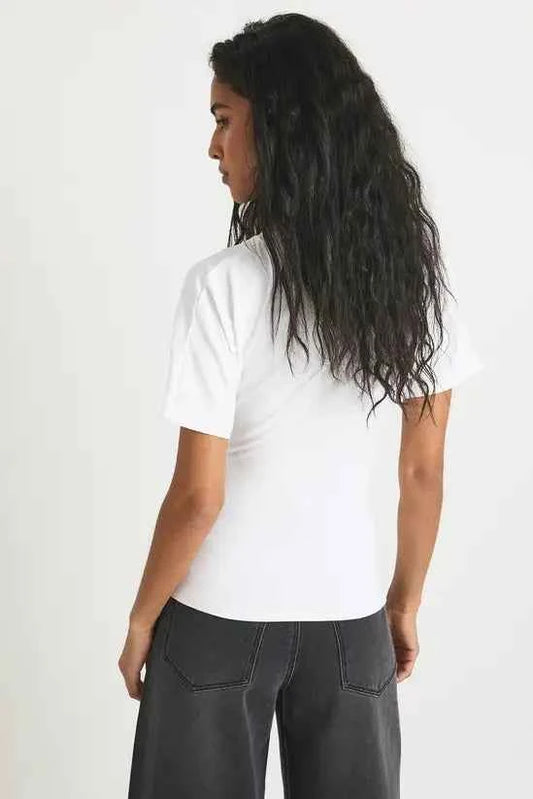 boohoo Jersey Ruched Waist Cap Sleeve Tshirt
