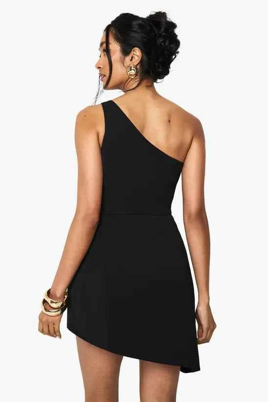 boohoo Tailored Structured One Shoulder Mini Dress