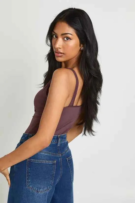 boohoo Peached Sculpt Scoop Neck Sleeveless Bodysuit With Removable Padding