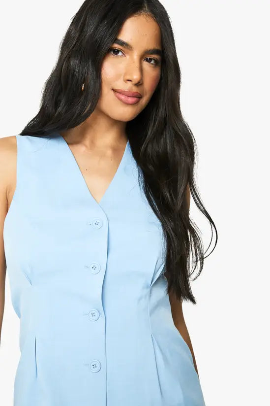 boohoo Tailored Longline Cinched Waistcoat and Skirt SET