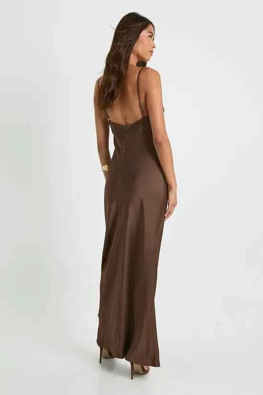 boohoo Satin Slip Column Maxi Dress