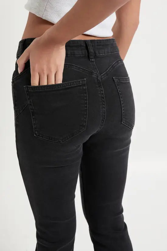 boohoo Petite High Waist Booty Lifting Flared Jean