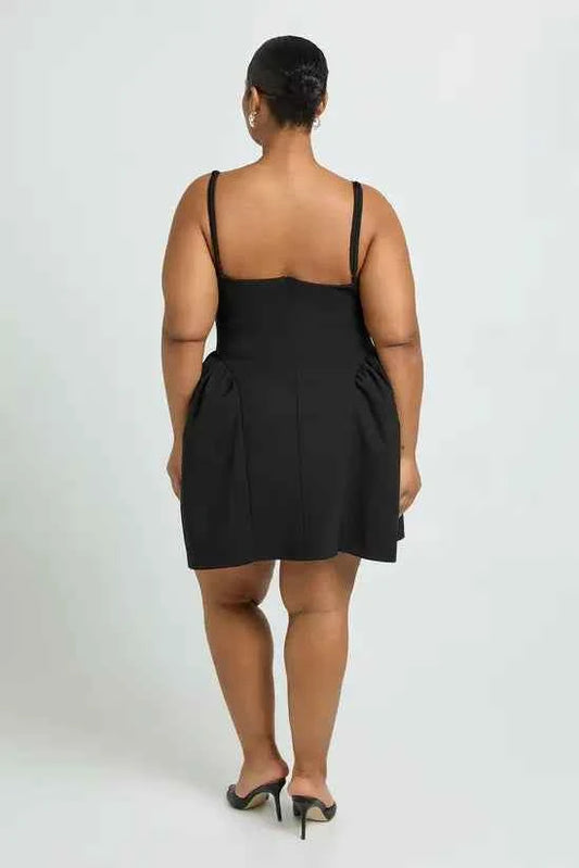 boohoo Plus Structured Diamante Straps Strapless Skater Dress
