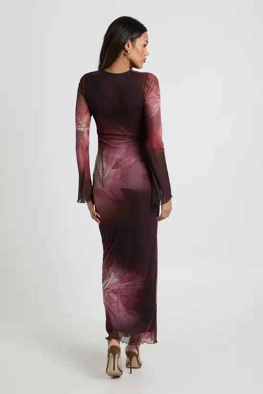 boohoo Maternity Floral Mesh Maxi Dress