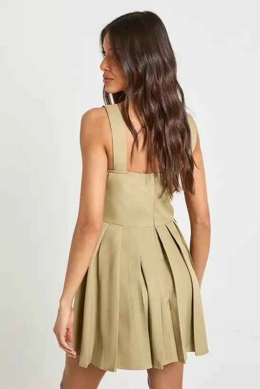 boohoo Pleated Full Skirt Mini Dress