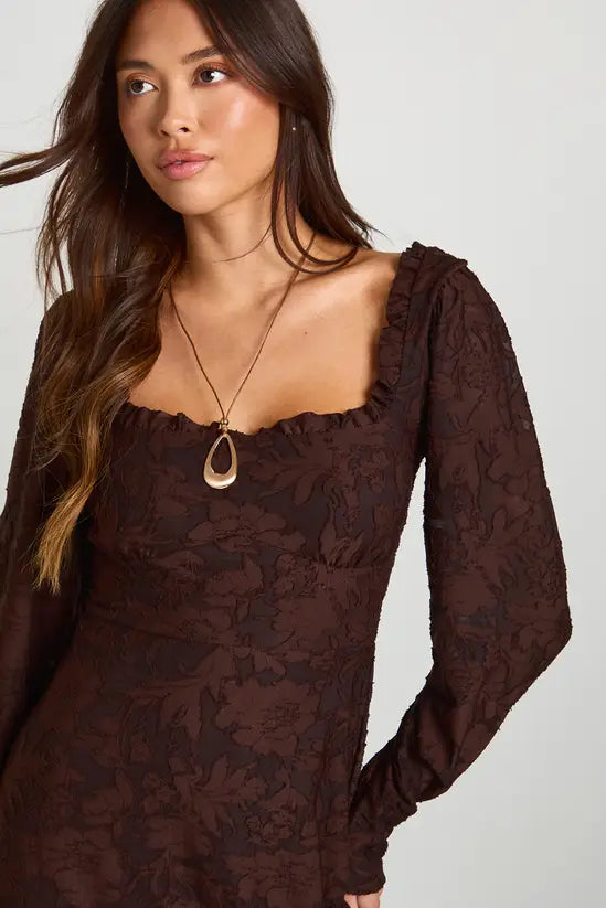 boohoo Burnout Floral Corset Milkmaid Mini Dress