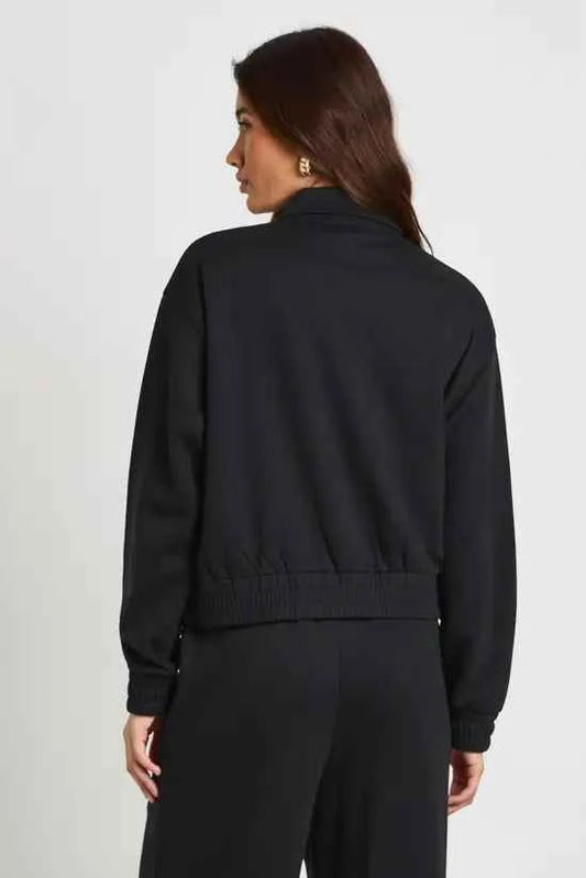 boohoo Interlock Cargo Pocket Zip Through Bomber Sweatshirt