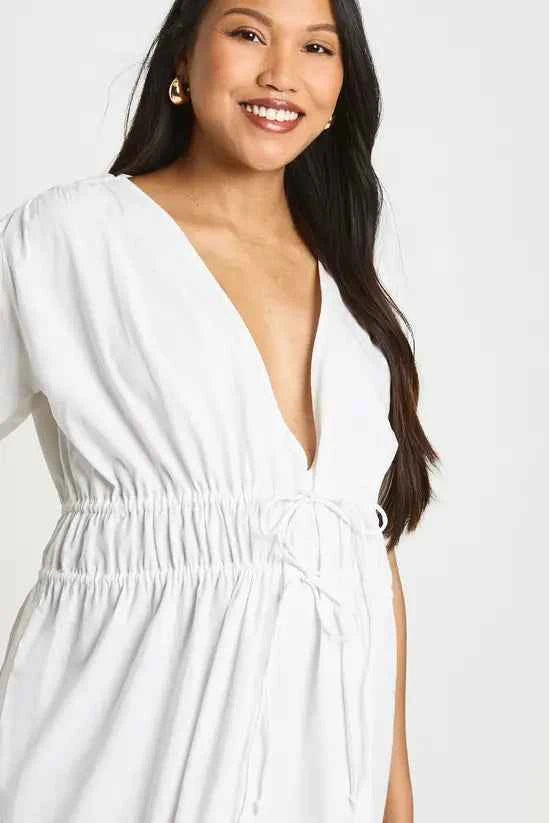 boohoo Maternity Ruched Tie Front Maxi Dress