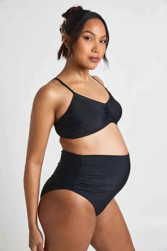 boohoo Maternity High Waist Ruched Bikini Brief and Top SET