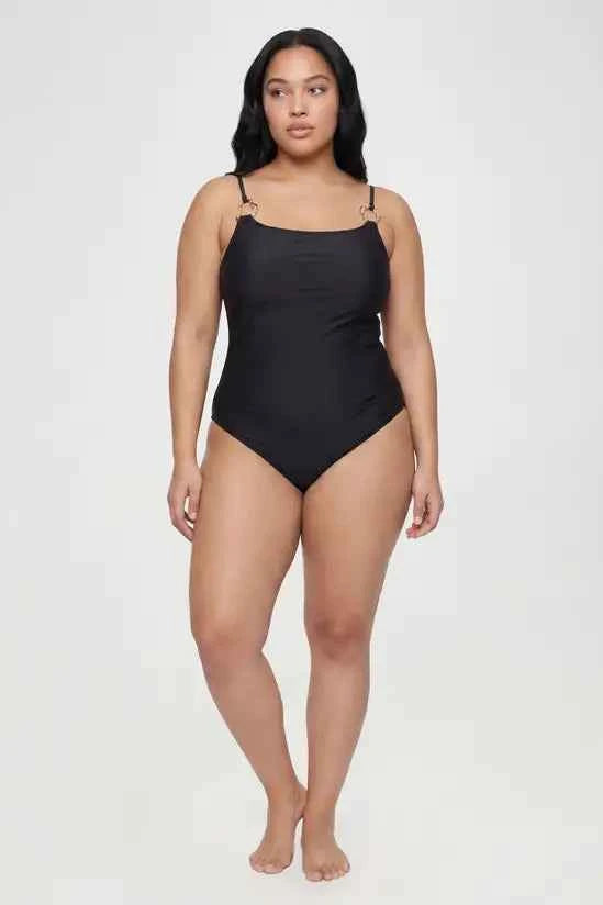 boohoo Plus Gold Trim Square Neck Swimsuit