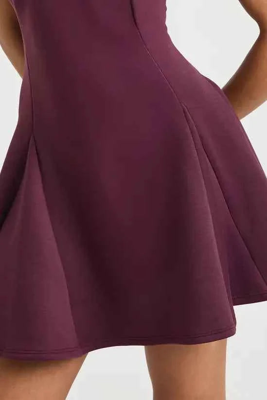 boohoo Halterneck Plunge Front Godet Hem Skater Dress