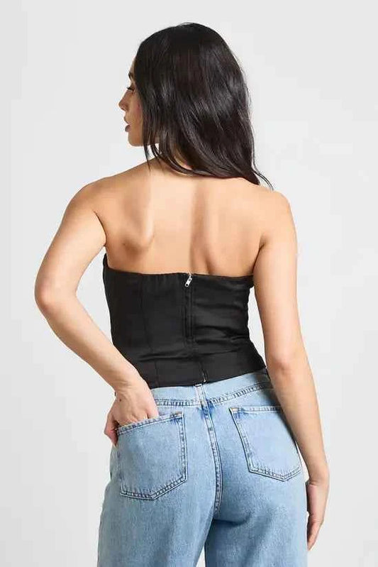 boohoo Satin Bandeau Corset Top